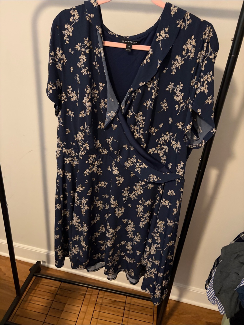 41 Hawthorn Navy Floral Faux-Wrap Mini Dress